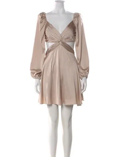 Pre-owned Astr V-neck Mini Dress In Neutral