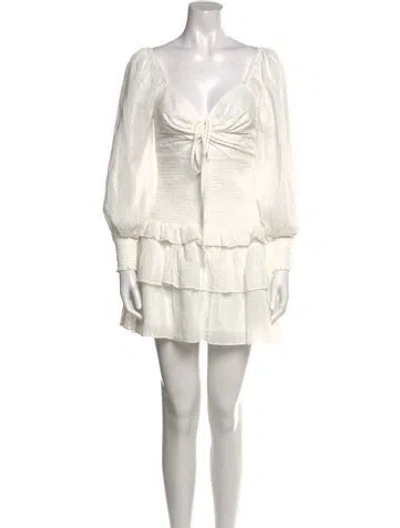 Pre-owned Astr V-neck Mini Dress In White