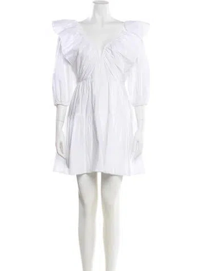 Pre-owned Astr V-neck Mini Dress In White