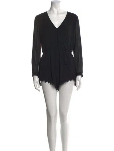 Pre-owned Astr V-neck Romper In Black
