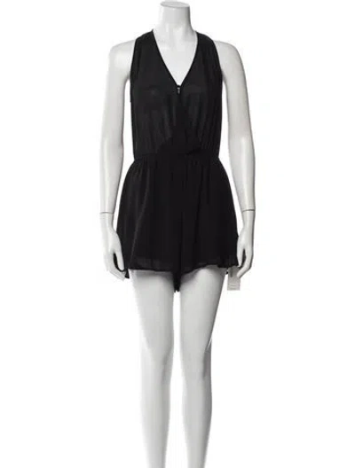 Pre-owned Astr V-neck Romper In Black