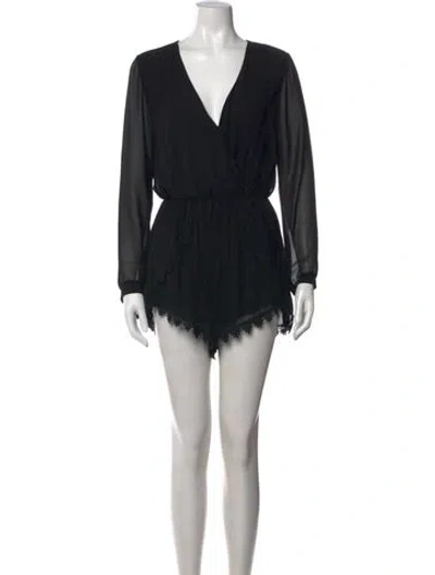 Pre-owned Astr V-neck Romper In Black