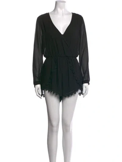 Pre-owned Astr V-neck Romper In Black
