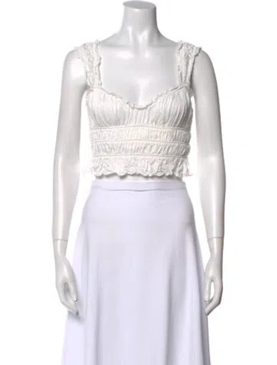 Pre-owned Astr V-neck Sleeveless Crop Top In White