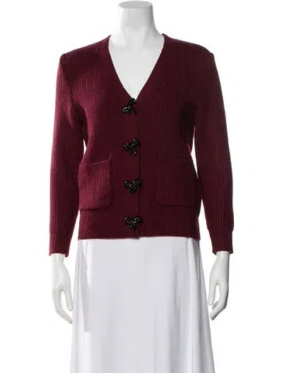 Pre-owned Astr V-neck Sweater In Burgundy