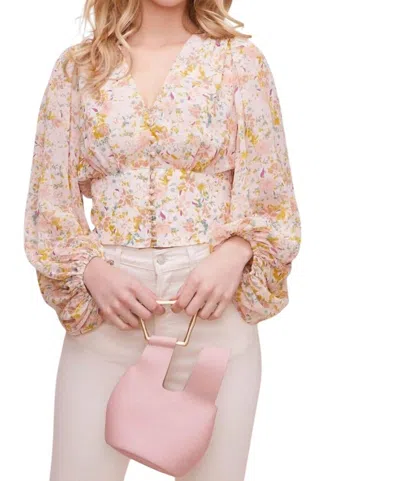 Astr Volume Sleeve Floral Top In Pink