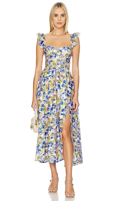 Astr Wedelia Dress In Yellow Blue Floral