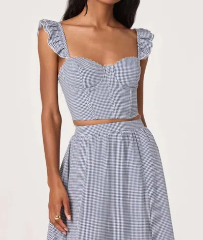 Astr The Label Wedelia Floral Lace-up Crop Top In Blue