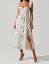 Astr Wedelia Midi Dress In Cream Purple Floral In Multi