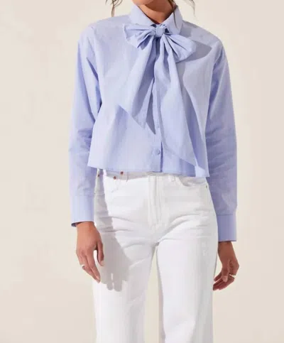 Astr Wendi Bow Tie Blouse In Blue