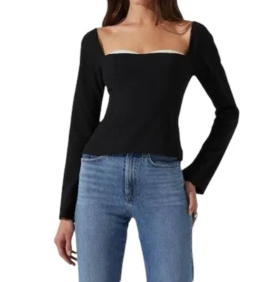 Astr Whitley Peekaboo Contrast Top In Black White