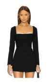 Astr The Label Volume Shoulder Midi Dress In Black And White
