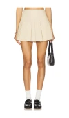 Astr Wide Pleat Mini Skirt In Cream