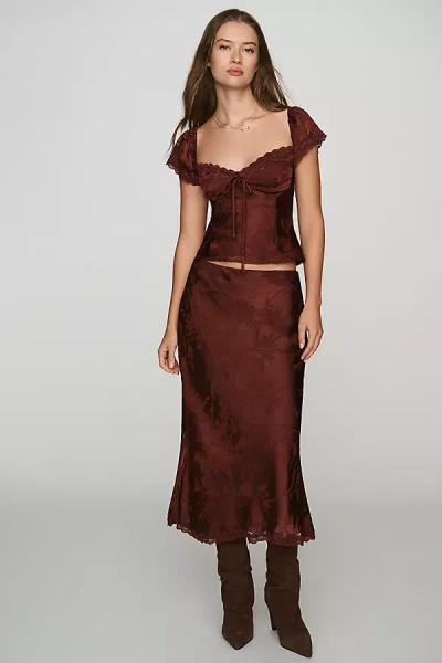 Astr Windey Midi Skirt In Red