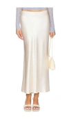 Astr The Label Windey Satin Midi Skirt In 象牙白
