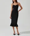 Astr The Label Adana Bow Strap Ruffle Midi Dress In Black