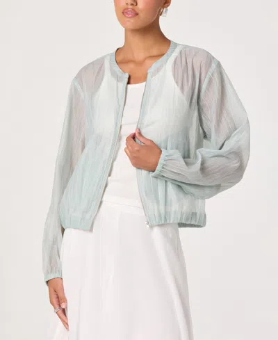Astr Women's Aeva Round Neck Bomber Jacket In Blue