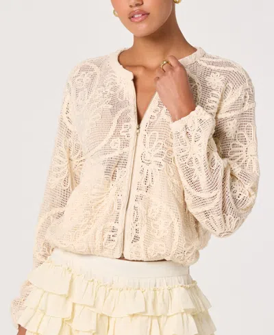 Astr Women's Aeva Round Neck Long-sleeve Crochet Bomber Jacket In Multi
