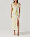 Astr Allexina Front Thigh Slit Maxi Dress In Yellow Water In Yellow