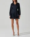 Astr Aluma Satin Mini Dress In Navy In Navy