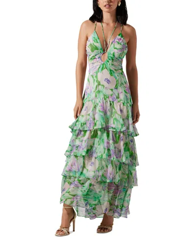Astr Women's Aneira Tiered Floral Maxi Dress In Taupe Pink Floral