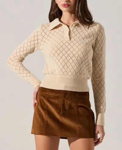 Astr Women's Aspyn Collared Sweater In Brown