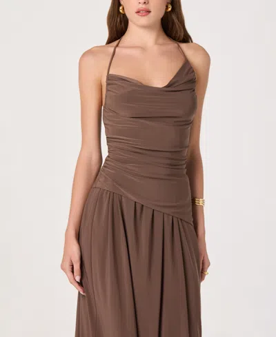 Astr Women's Asymmetric Cowl Neck Top In Brown