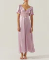 Astr Women's Aurelia Flutter Sleeve Lace Inset Dress In Dusty Pink