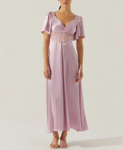 ASTR WOMEN'S AURELIA FLUTTER SLEEVE LACE INSET DRESS