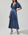 Astr Women's Aurelia Flutter Sleeve Lace Inset Dress In Slate Blue