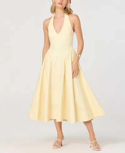 Astr Women's Basque Waist V-neck Dress In White