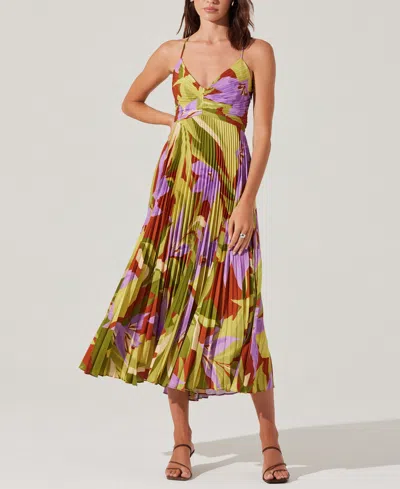 Astr Women's Blythe Pleated Tie-back Dress In Multi