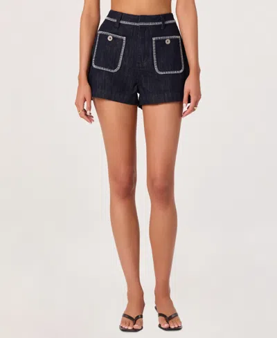 Astr Women's Bonnie Embroidered Cotton Shorts In Blue