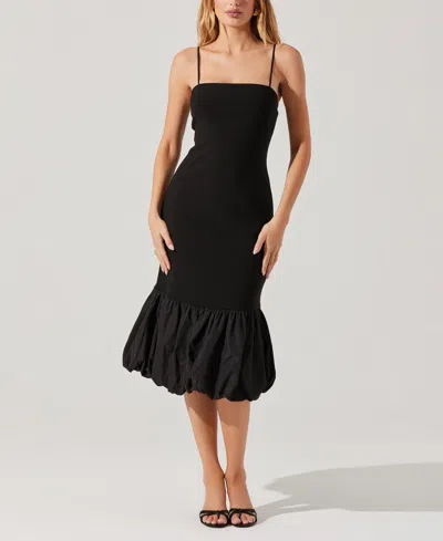 Astr Women's Brittnea Bubble-hem Sleeveless Midi Dress In Black