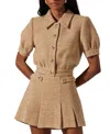 Astr Womens Bronwyn Tweed Shirt Jacket Bronwyn Tweed Skort In Camel