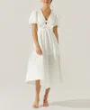 Astr Women's Citrine Puff-sleeve Linen & Cotton Midi Dress In White