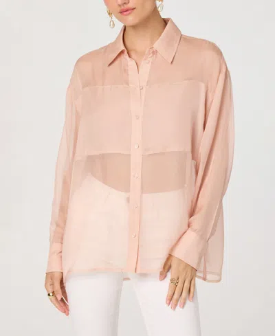 Astr Women's Collar Neck Long-sleeve Top In Pink