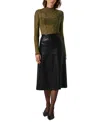Astr Yuria Faux Leather Midi Skirt In Black In Olive