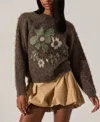 Astr The Label Conetta Floral Fuzzy Sweater In Brown