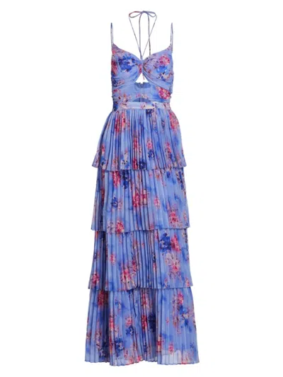 Astr Women's Daytona Pleated Floral Maxi Dress In Periwinkle Pink