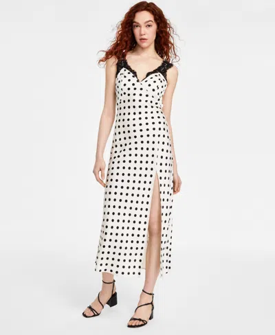 Astr Women's Eirene Lace-trim Maxi Dress In Black Polka Dot