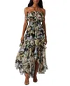 Astr The Label Elena Floral Print Chiffon Halter Dress In Black White