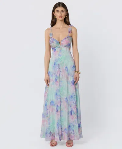 Astr Women's Emese Pleated Floral Maxi Dress In Blue