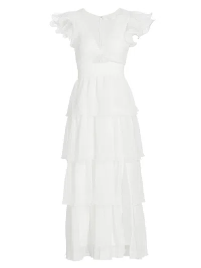 Astr Women's Emporia Tiered Chiffon Maxi Dress In White