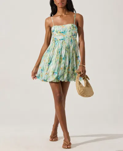 Astr Women's Floral-print Bubble Skirt Mini Dress