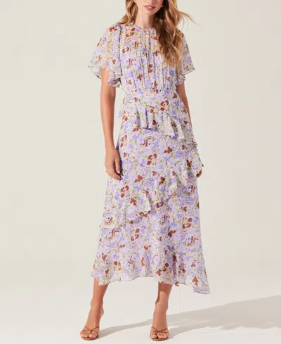 ASTR WOMEN'S FLORAMAE FLORAL RUFFLE-TRIM MIDI DRESS