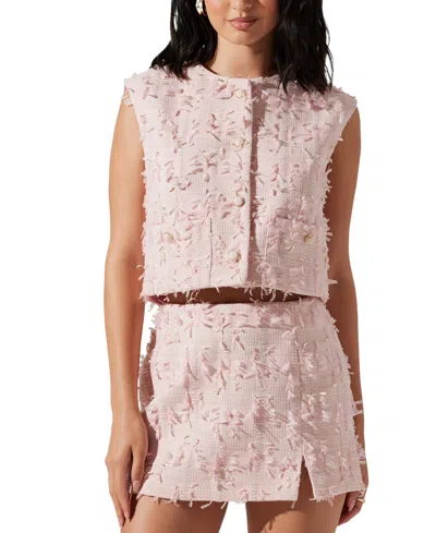 Astr Women's Francie Button-front Sleeveless Top In Pink Jacquard Tweed