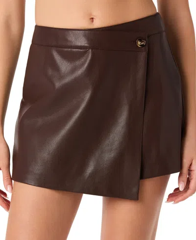 Astr Women's High-rise Faux Leather Skirts In Brown