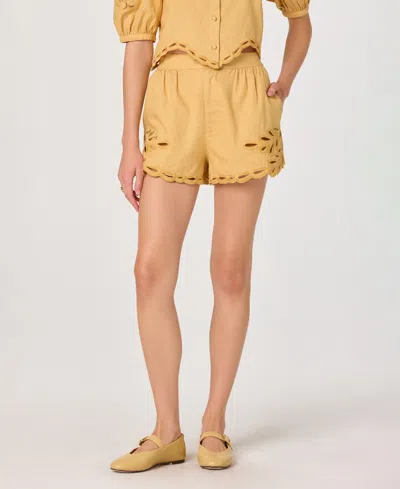 Astr Women's High-rise Scalloped Embroidered Mini Shorts In Brown