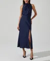 Astr The Label Jelyn Sleeveless Satin Midi Dress In Navy